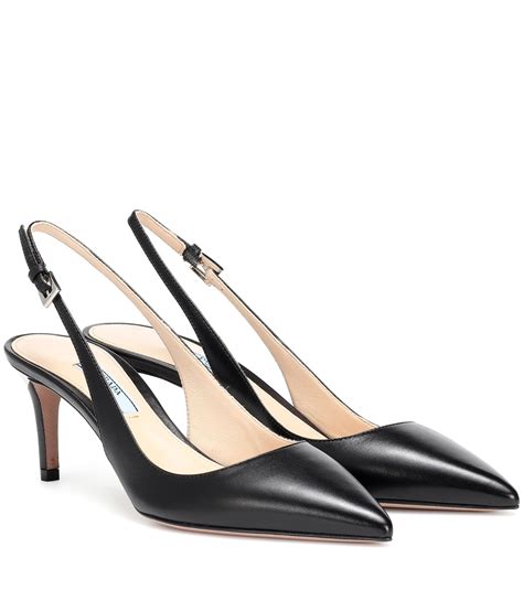 prada black leather pump|prada black slingback leather pumps.